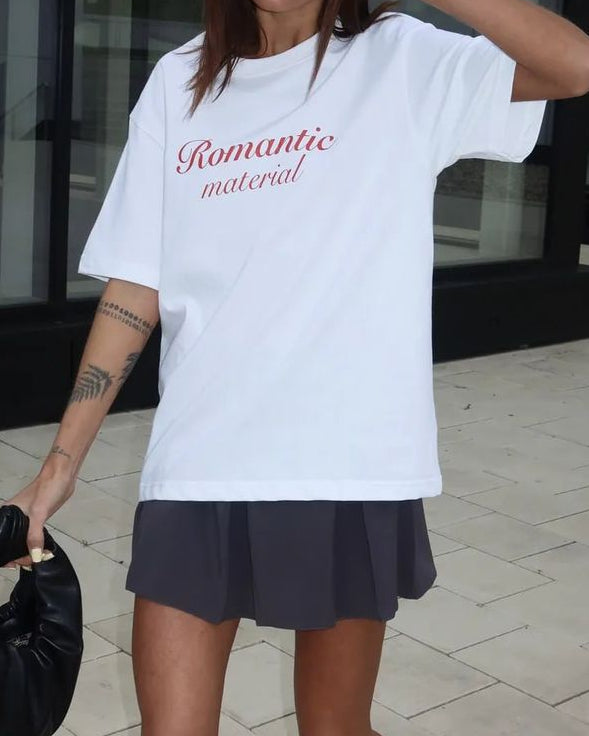 Romantic Material Script Oversized Tee - Street Style 1