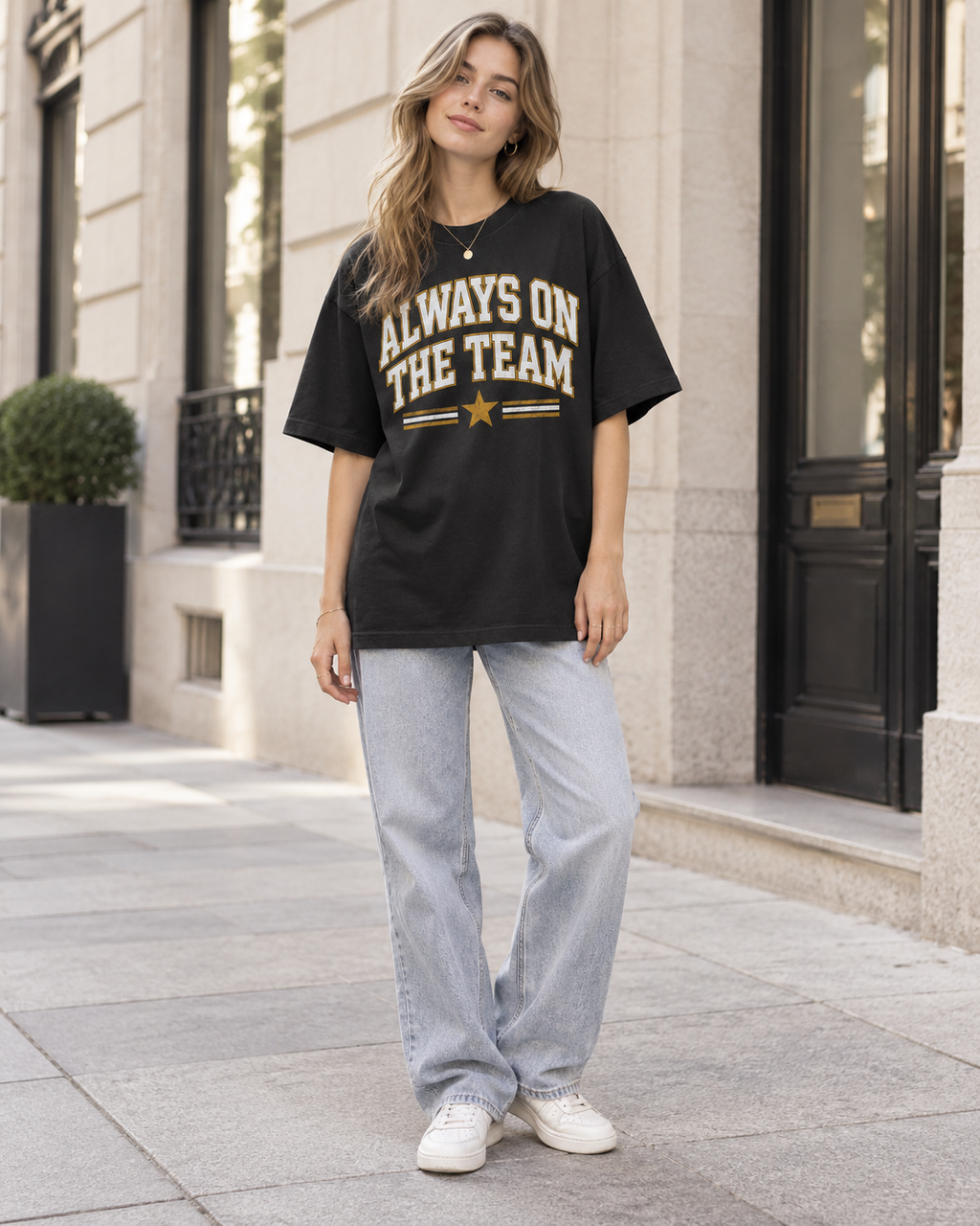 Always On The Team Varsity Graphic Oversized Tee