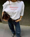 Romantic Material Script Oversized Tee - Street Style 3