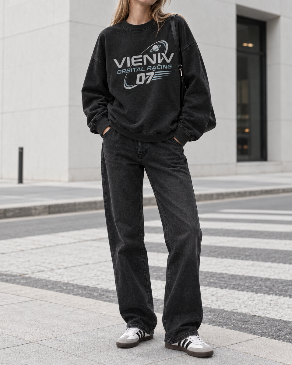 Orbital Racing 07 Planet Graphic Oversized Sweatshirt