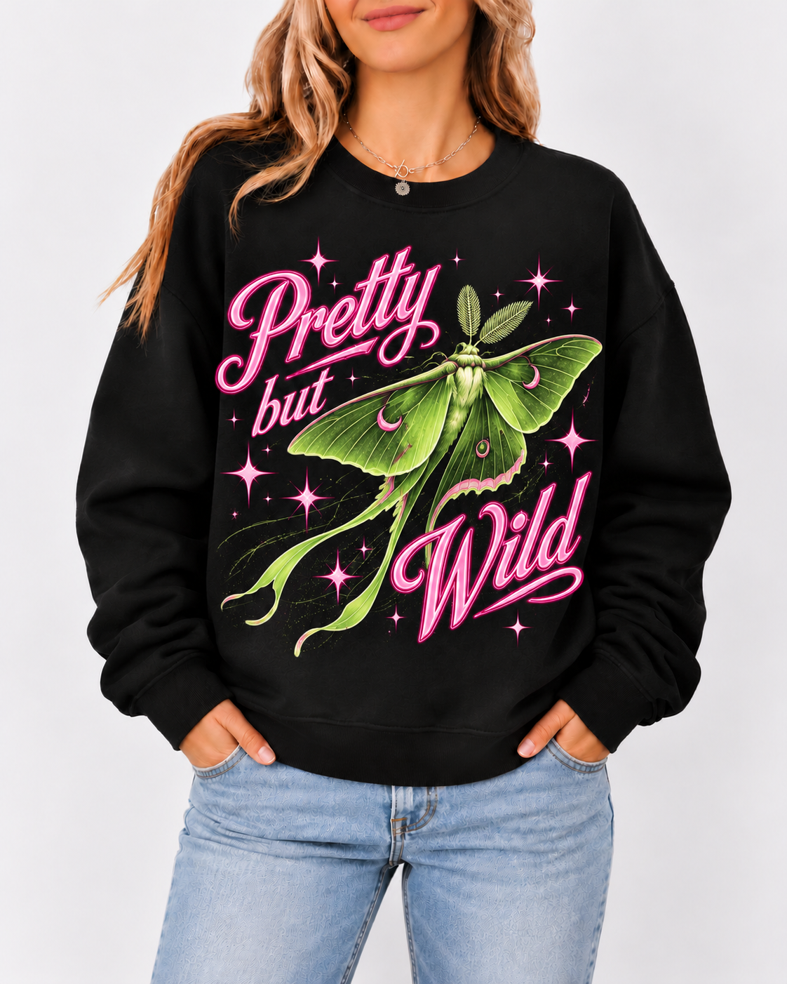 Pretty but Wild Luna Moth Graphic Oversized Sweatshirt