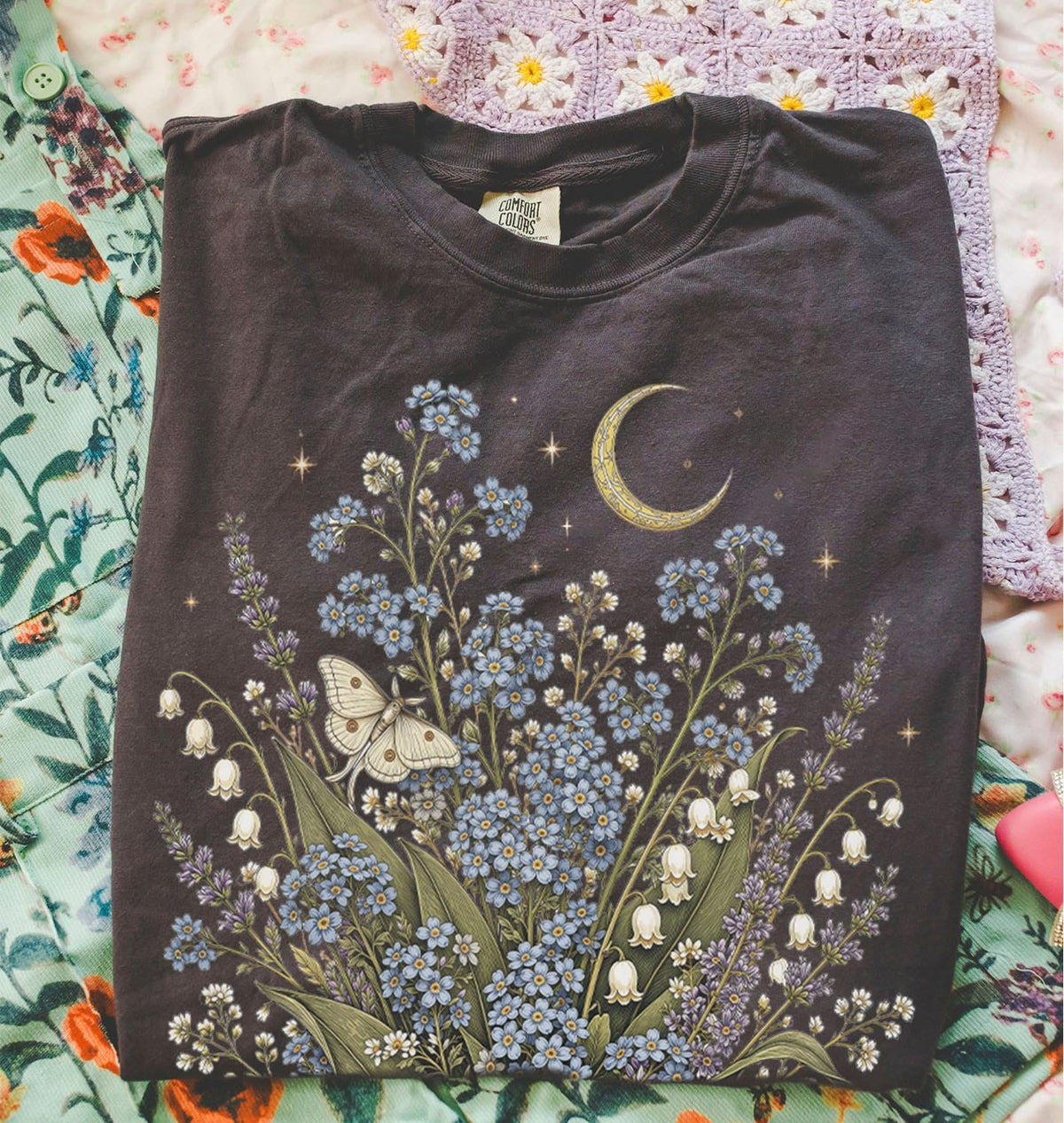 Moonlit Forget Me Not Oversized T-Shirt