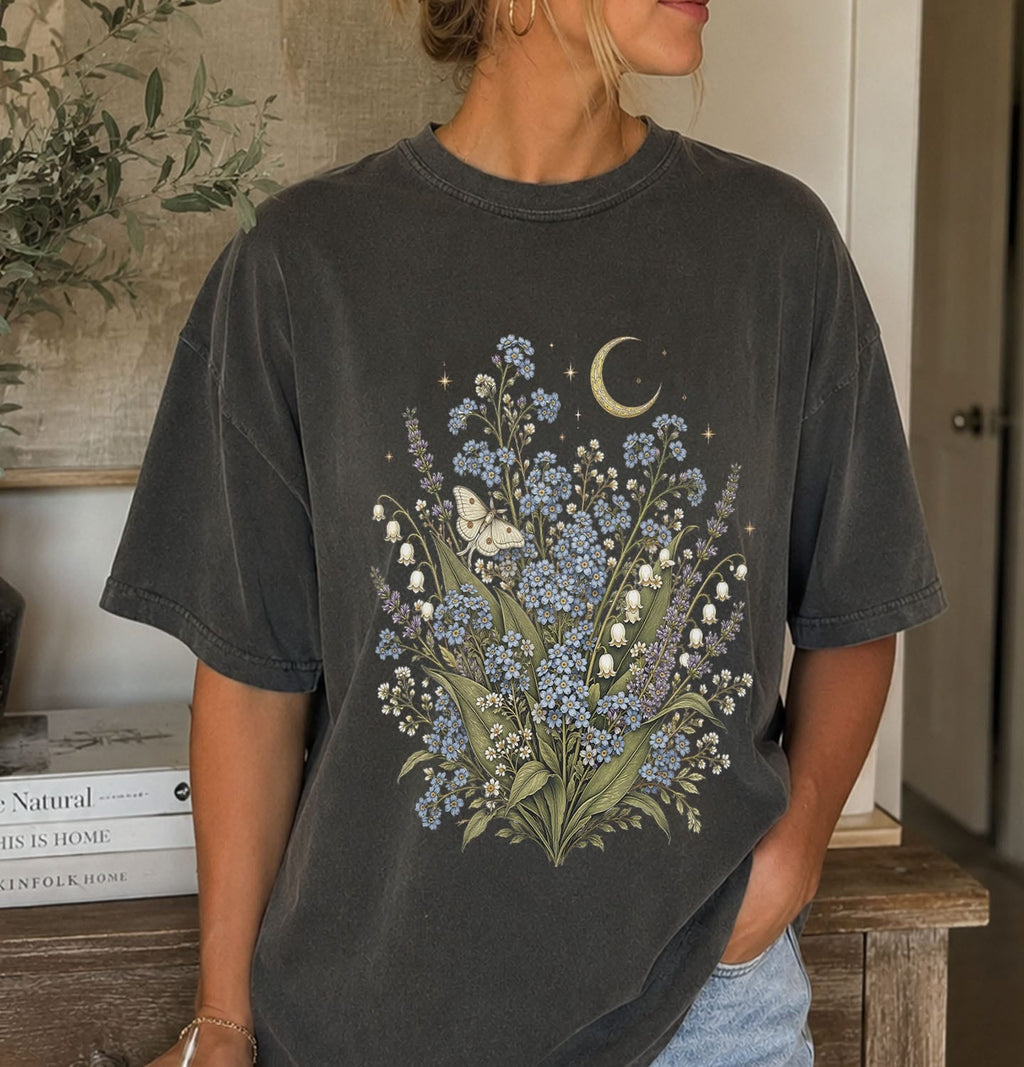 Moonlit Forget Me Not Oversized T-Shirt