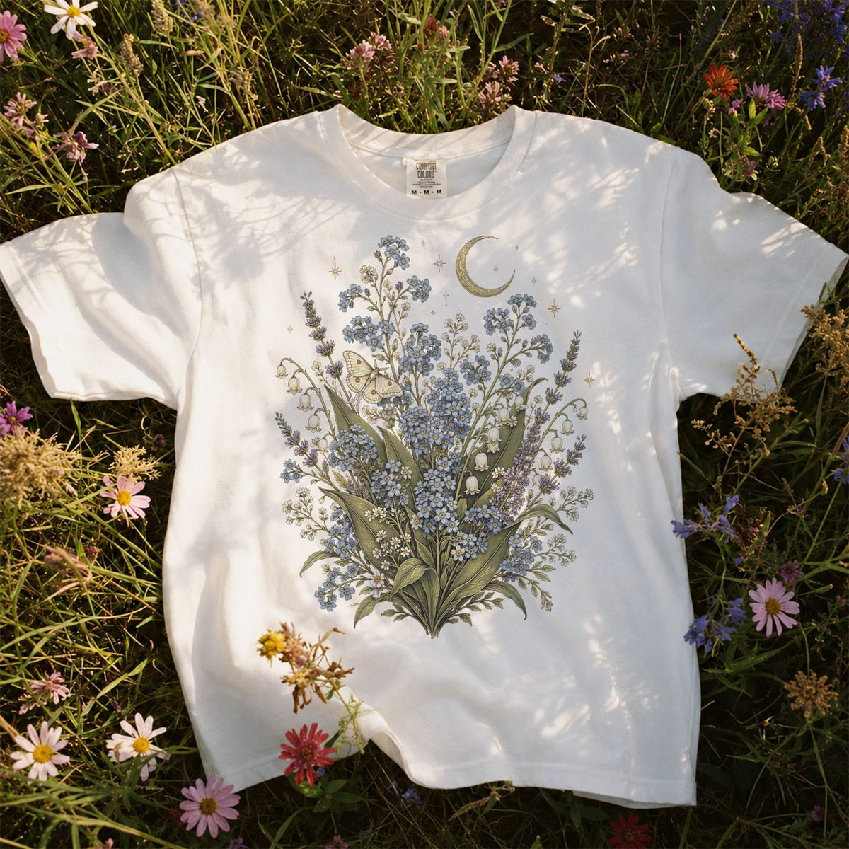 Moonlit Forget Me Not Oversized T-Shirt