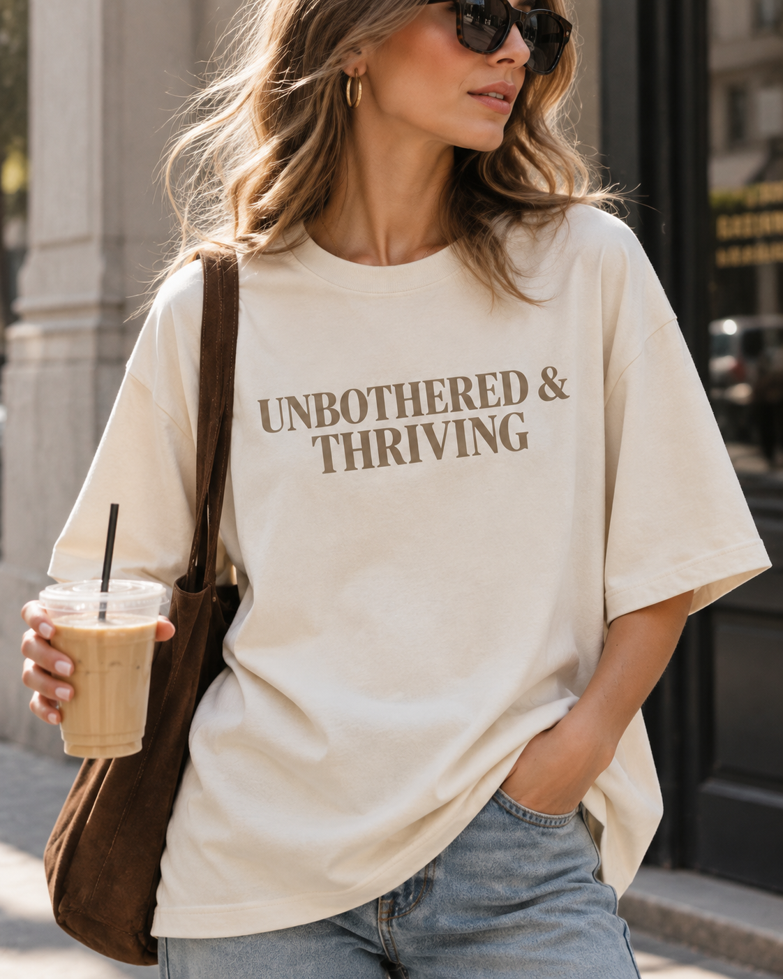 Unbothered & Thriving Graphic Oversized Tee