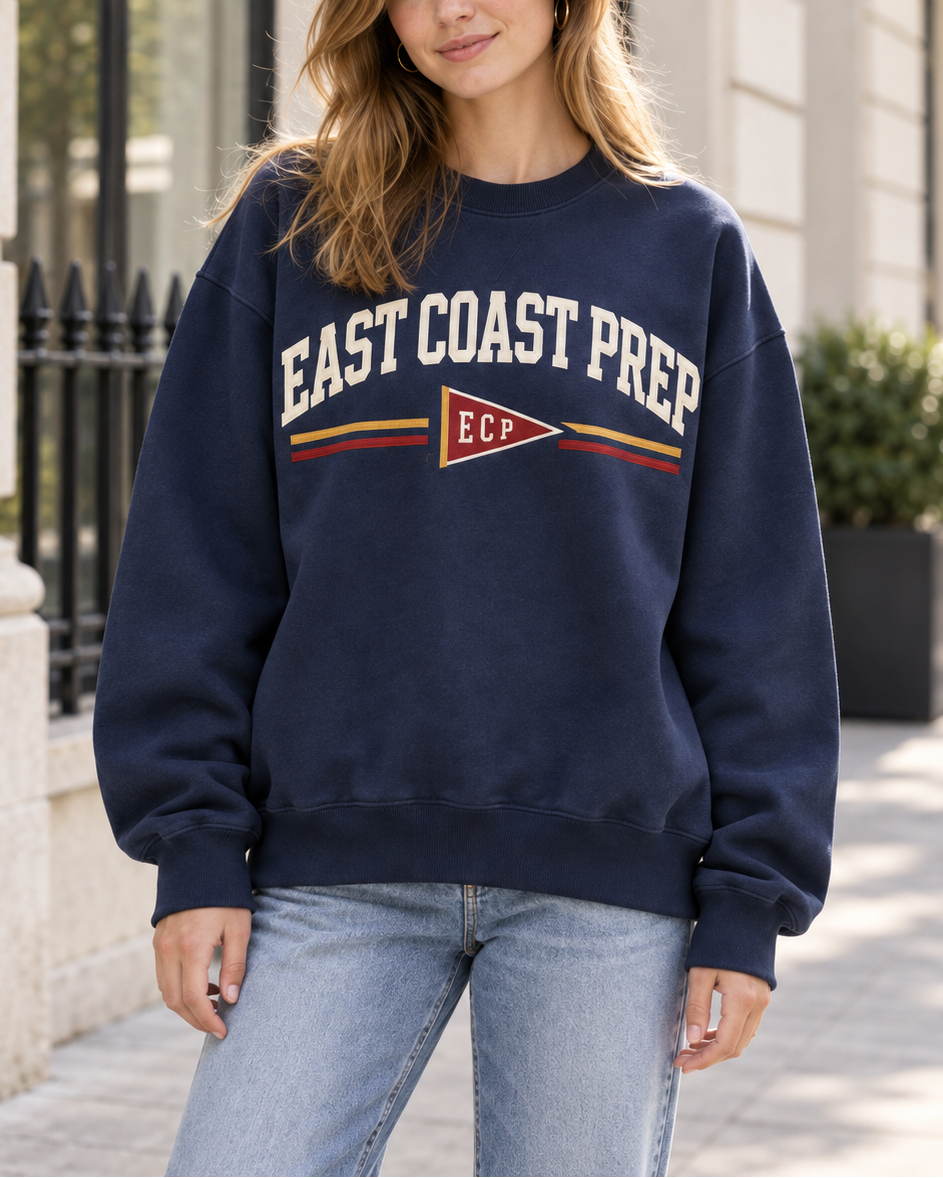 East Coast Prep Varsity Graphic Oversized Sweatshirt