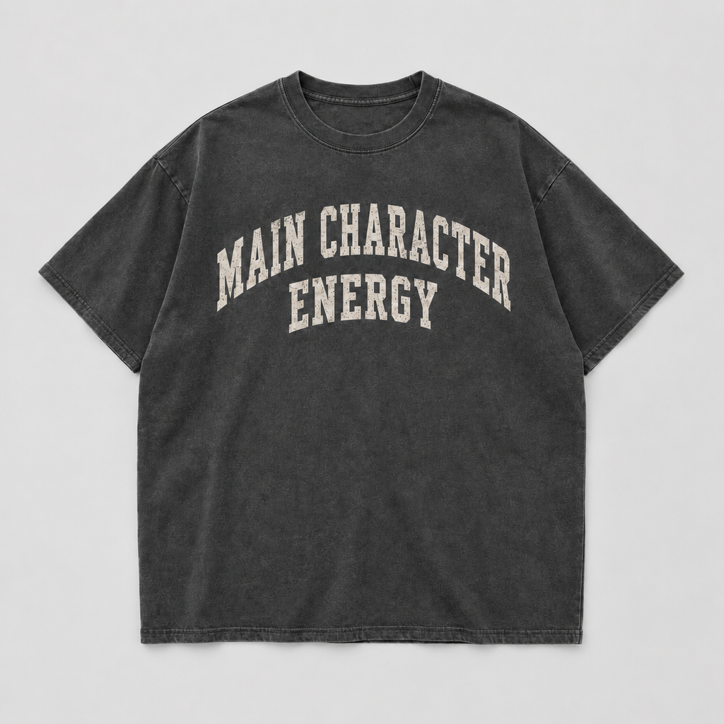 Main Character Energy Varsity Graphic Oversized Tee