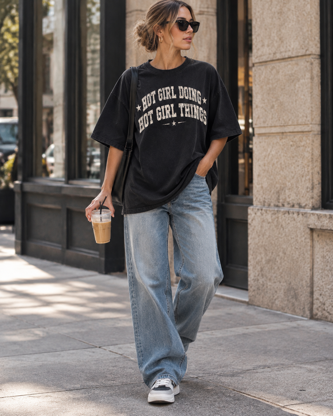 Hot Girl Doing Hot Girl Things Varsity Graphic Oversized Tee