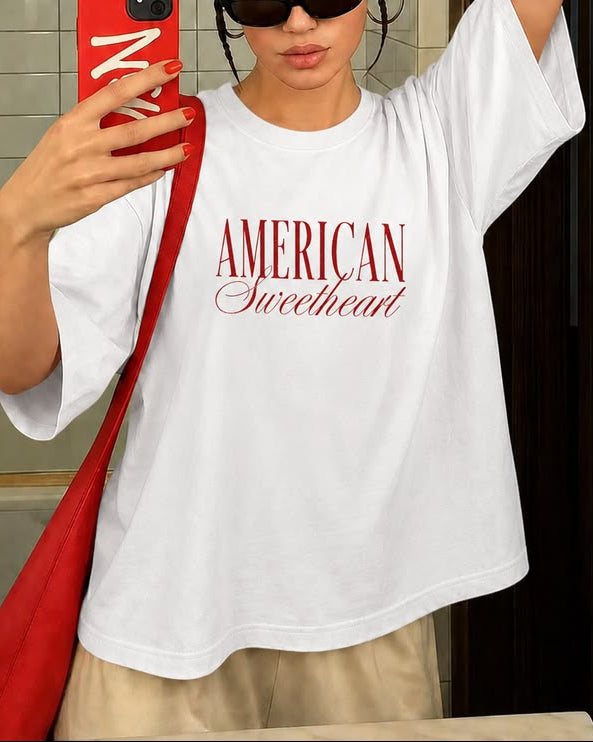 American Sweetheart Graphic Oversized Tee - White