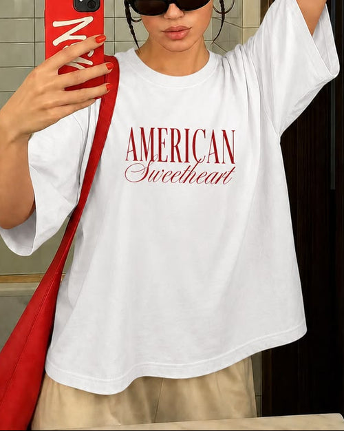 American Sweetheart Graphic Oversized Tee - White