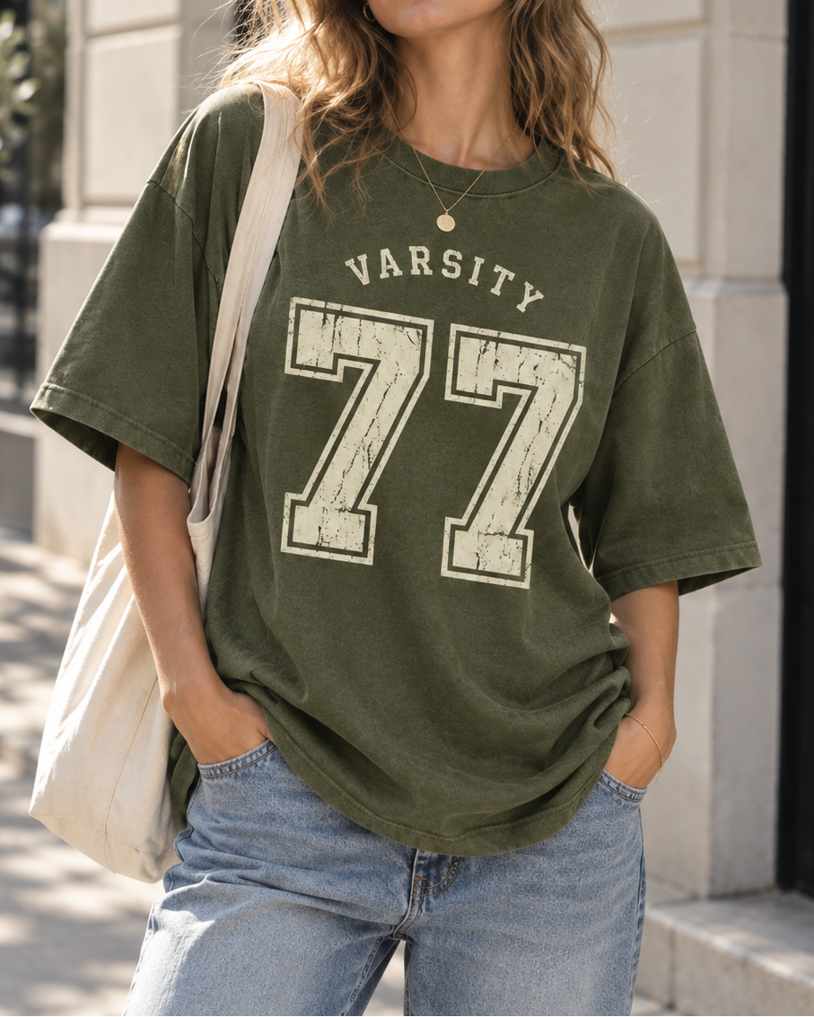 Varsity 77 Graphic Oversized Tee
