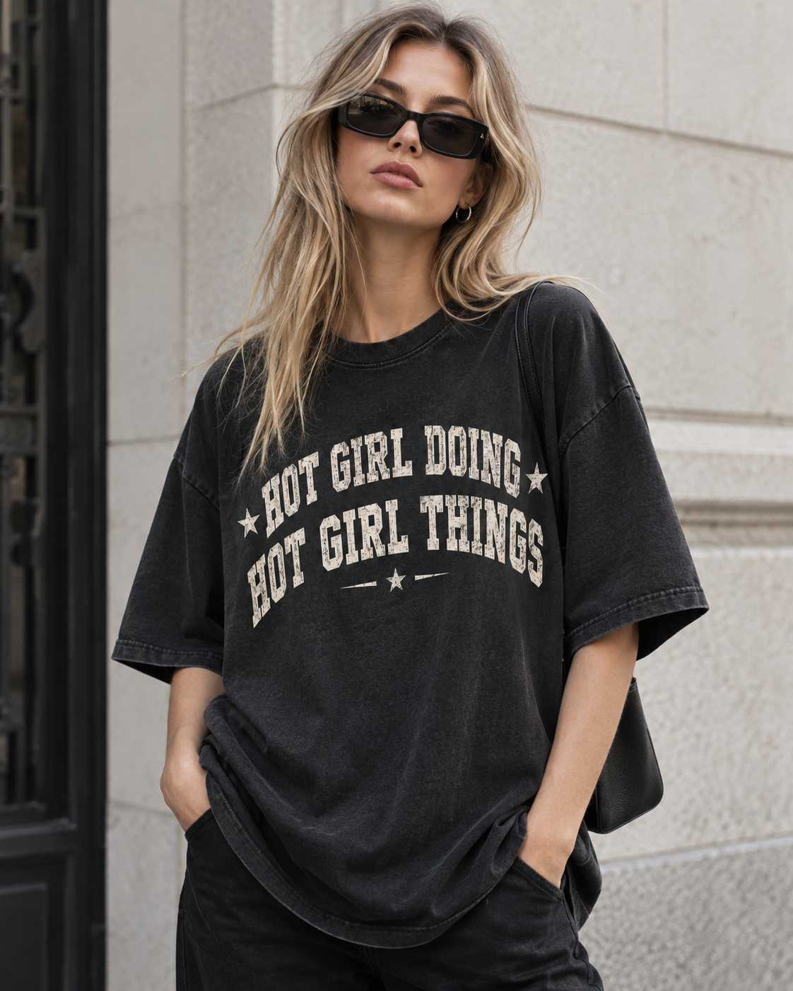 Hot Girl Doing Hot Girl Things Varsity Graphic Oversized Tee