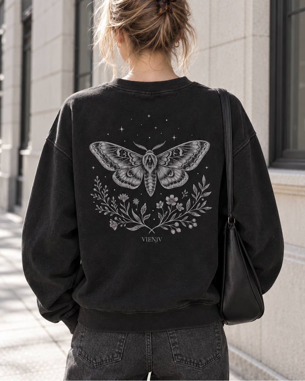 Midnight Moth Botanical Graphic Oversized Sweatshirt