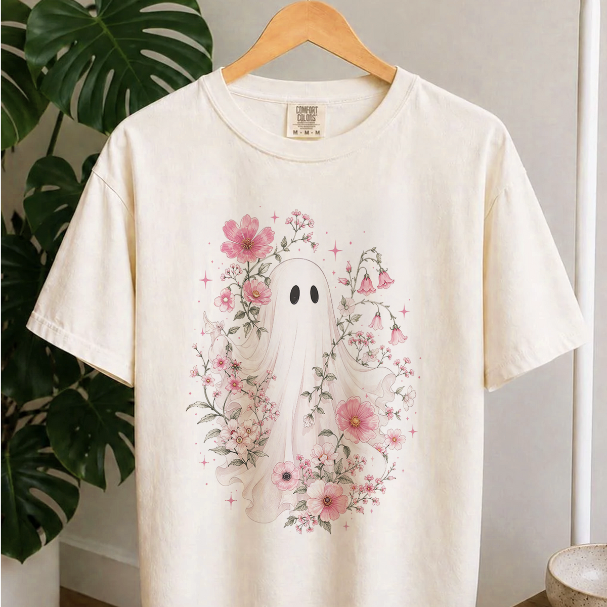 Haunted Pink Flower Garden Oversized T-Shirt