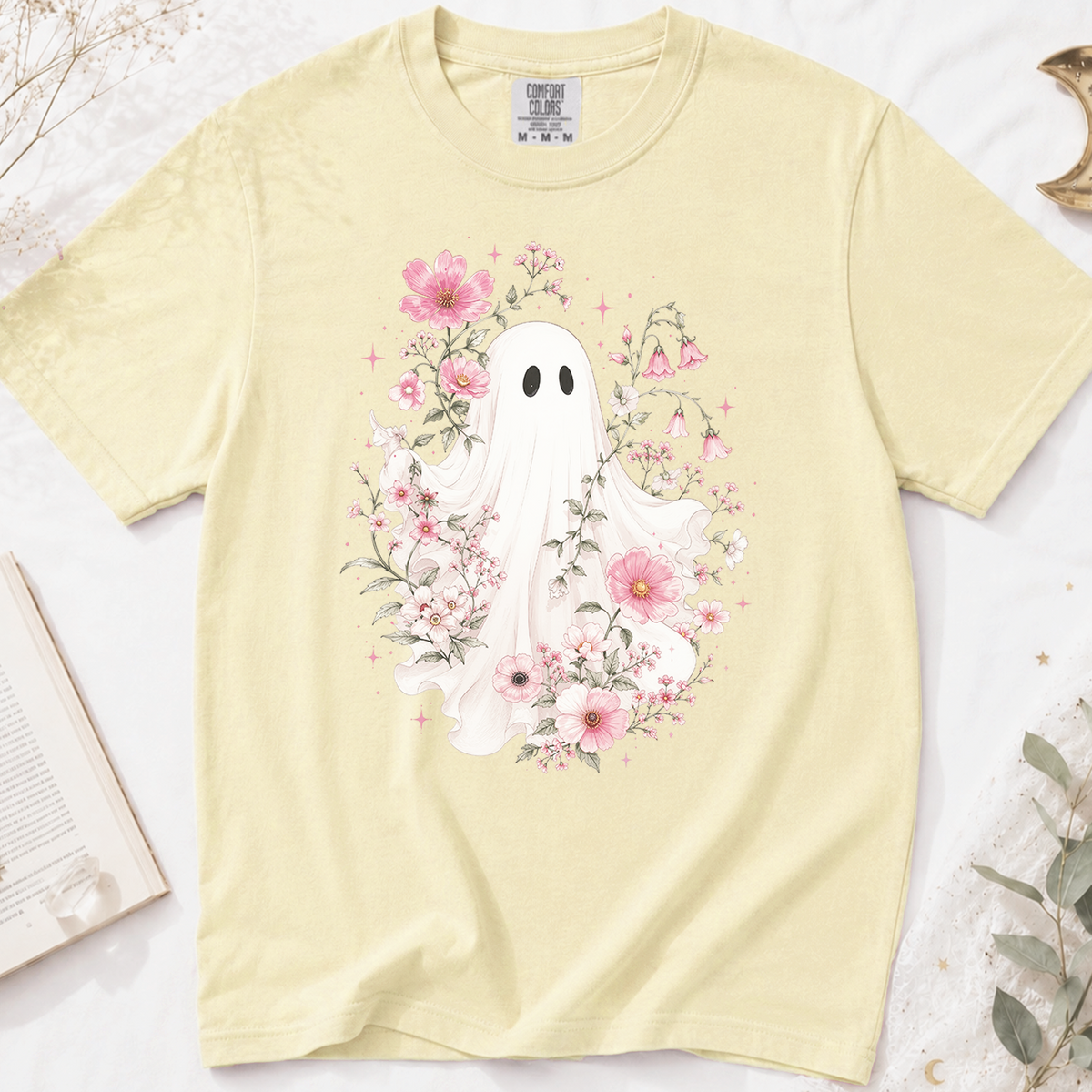 Haunted Pink Flower Garden Oversized T-Shirt
