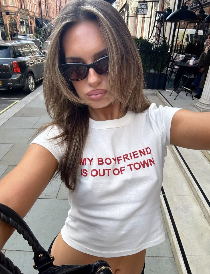 Boyfriend Out Of Town Slogan Cotton Baby Tee