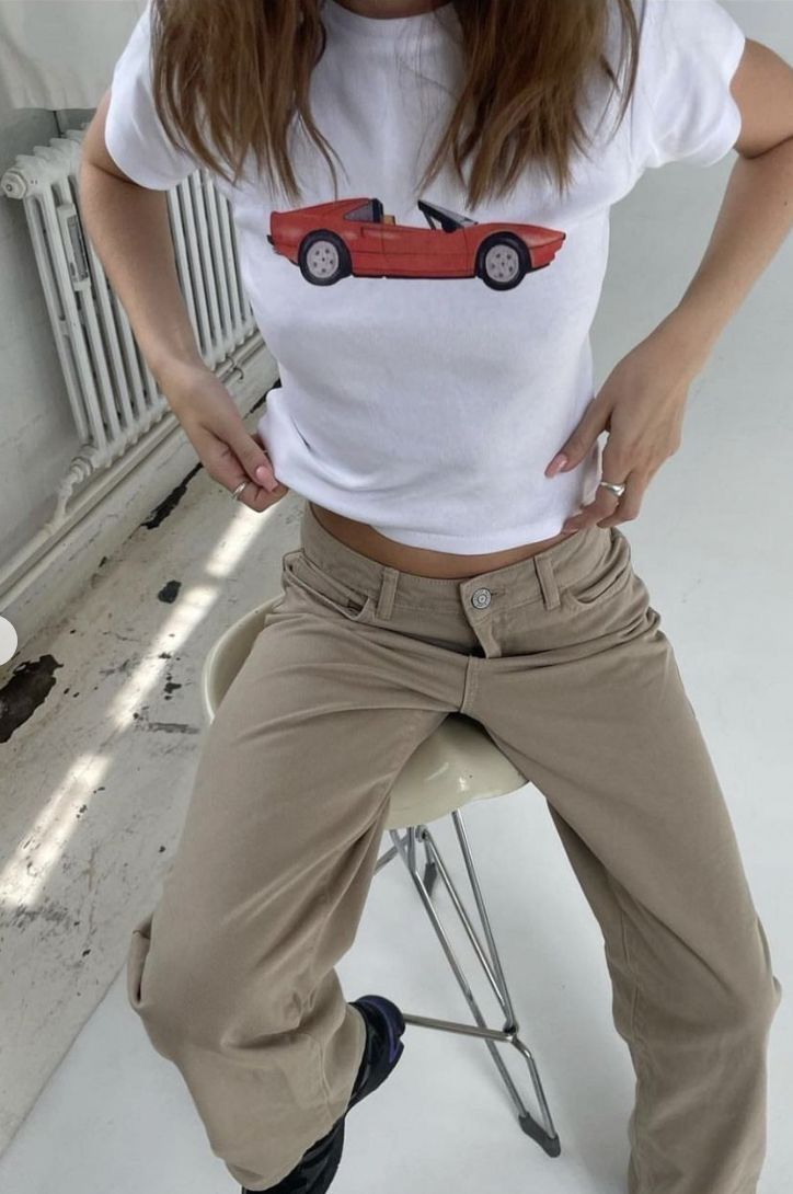 Vintage Red Sports Car Graphic Cotton Baby Tee