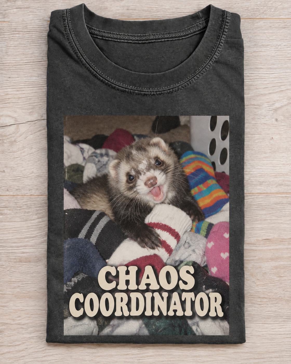 Charcoal Ferret Chaos Coordinator Graphic Tee