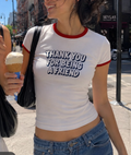 White Ringer Thank You Graphic Baby Tee
