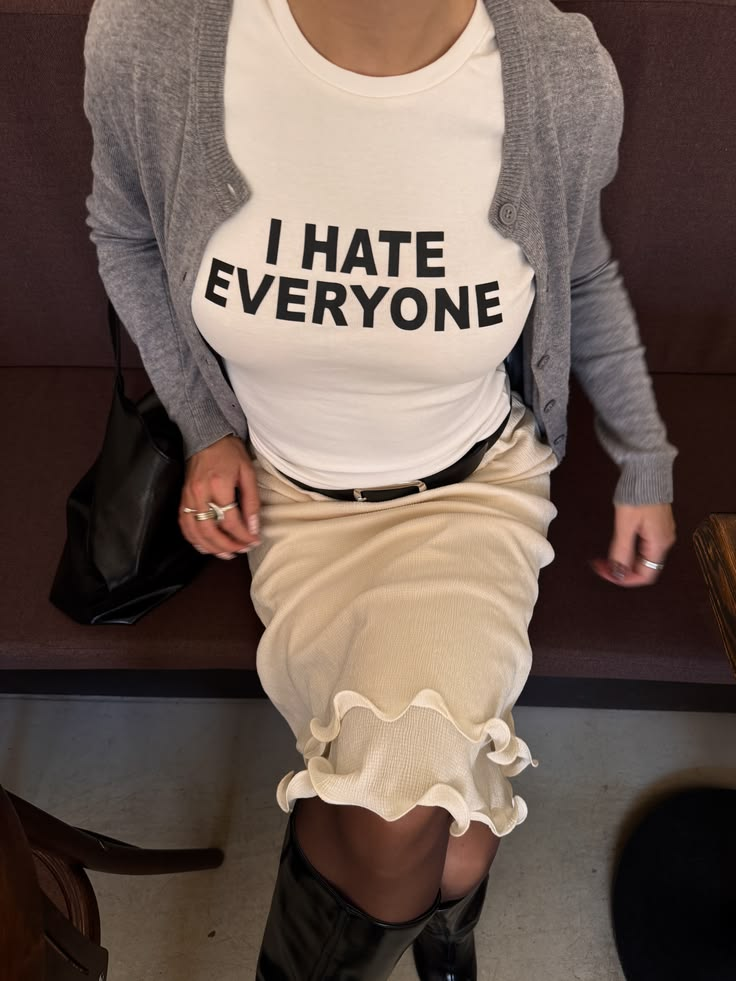 White I Hate Everyone Graphic Baby Tee