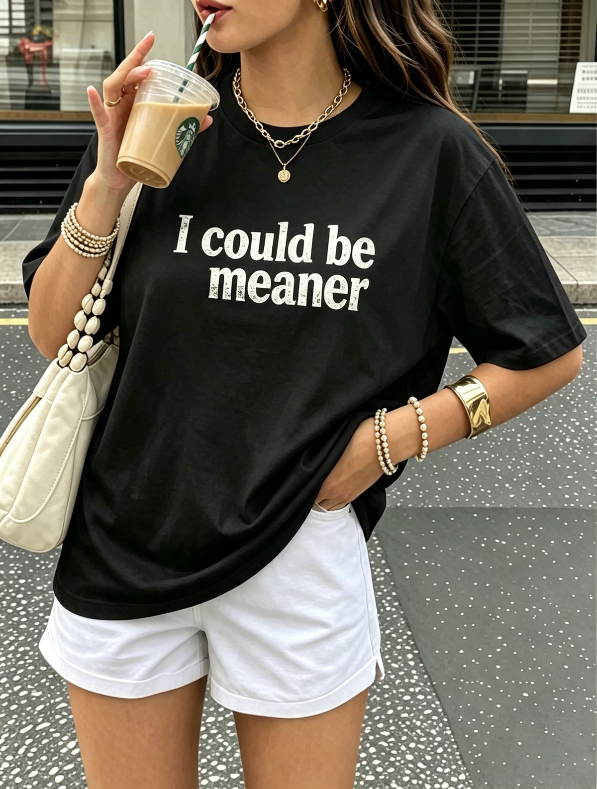 I Could Be Meaner Graphic Oversized Cotton Tee
