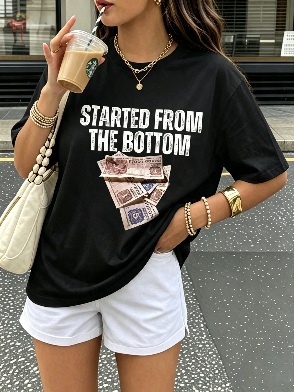 Started From The Bottom Graphic Oversized Cotton Tee