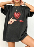 Heart Lock And Key Graphic Oversized Cotton Tee