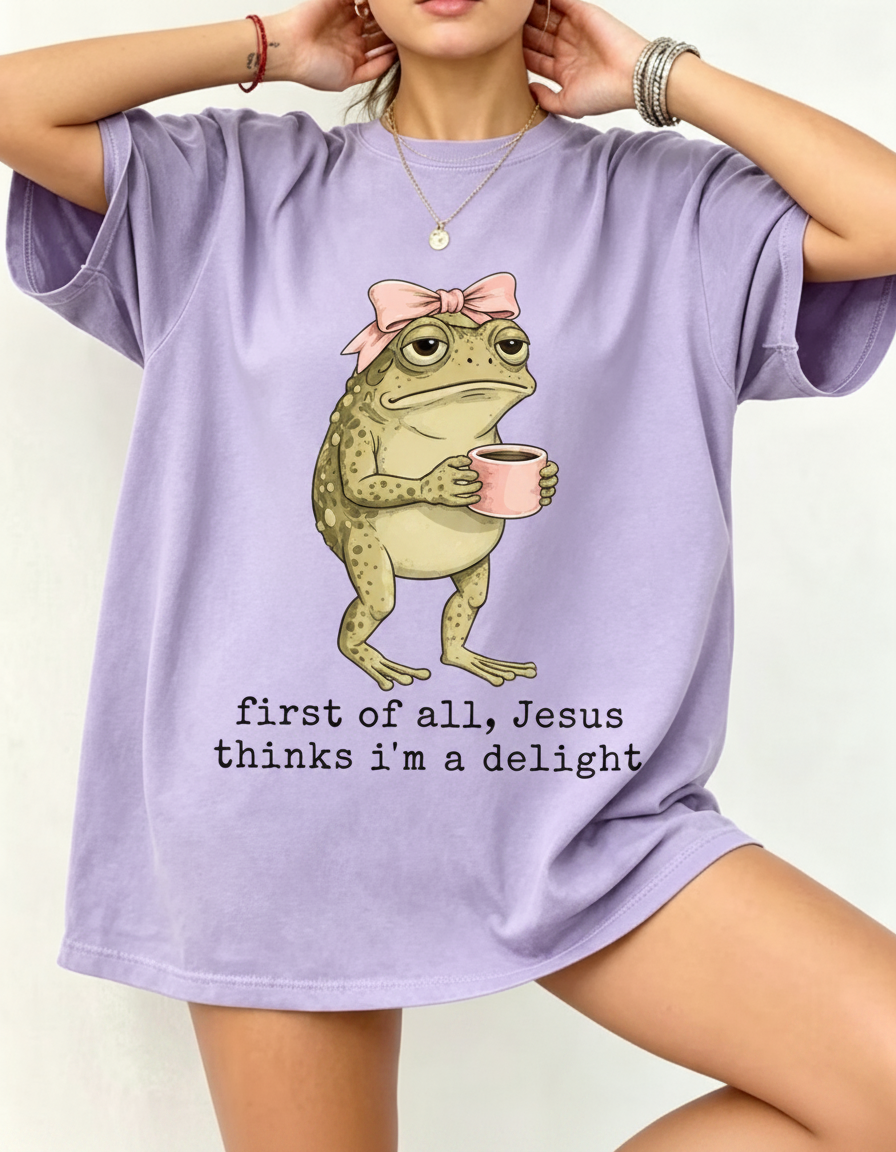 Jesus Thinks I'm A Delight Frog Graphic Cotton Tee