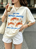 Never Lonely Crabs Oversized Graphic Cotton Tee