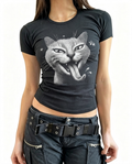 Halftone Cat Graphic Cotton Baby Tee