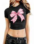 Pink Gingham Bow Cotton Baby Tee