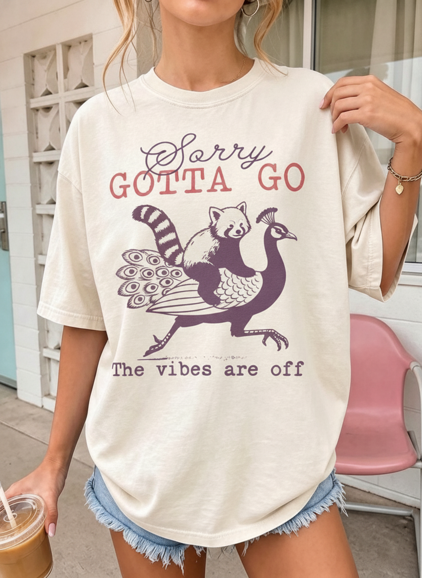 Raccoon Peacock Graphic Oversized Cotton Tee