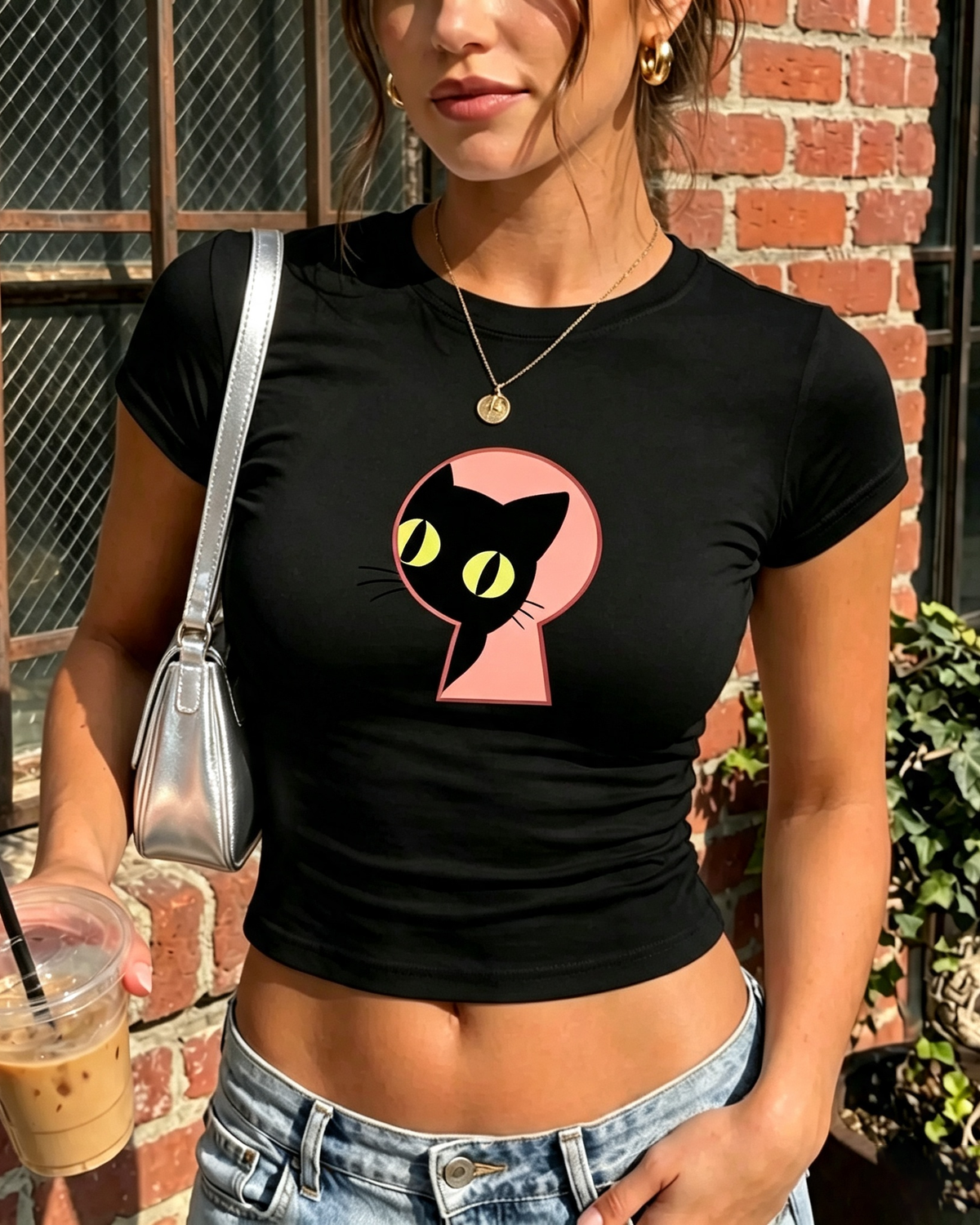 Cat Keyhole Graphic Cotton Baby Tee