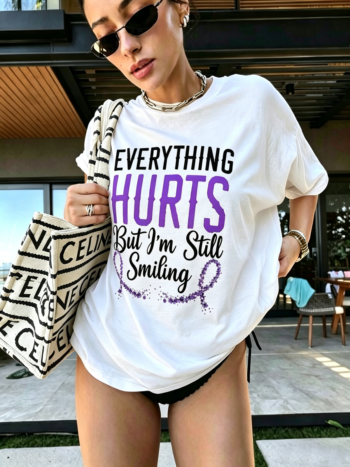 Everything Hurts But I'm Still Smiling Graphic Cotton Tee
