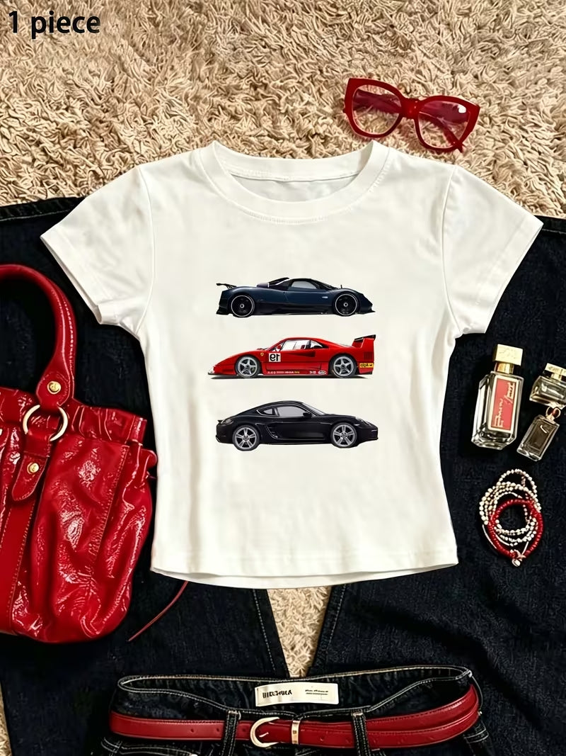 Classic Sports Car Graphic Cotton Baby Tee