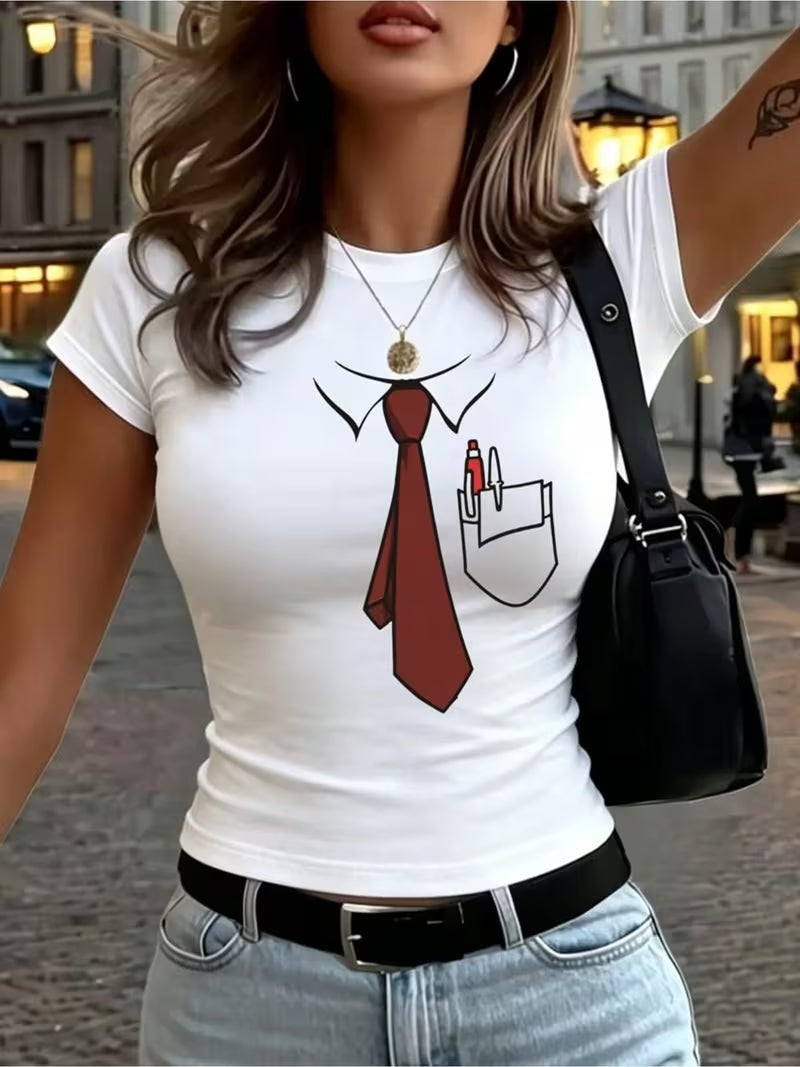 Tie And Pocket Graphic Cotton Baby Tee