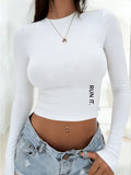 White Run It Side Text Long Sleeve Top