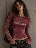 Burgundy Graphic Long Sleeve Top