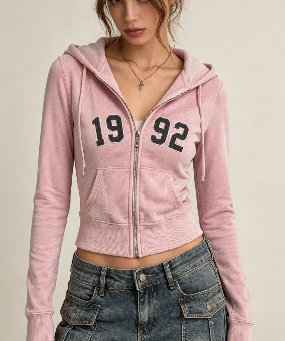 Pink 1992 Zip-Up Hoodie