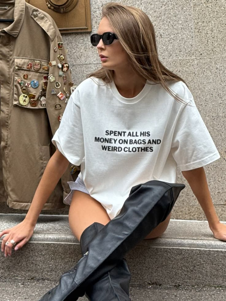 Spent All His Money Graphic Cotton Oversized Tee