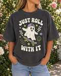 Charcoal Just Roll With It Ghost Graphic Tee