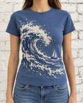 Blue Ocean Wave Graphic Tee