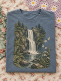 Blue Waterfall Dragonfly Graphic Tee