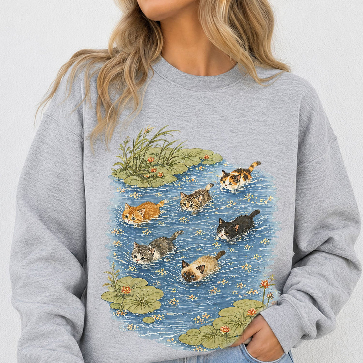 Swimming Cats in Pond Sweatshirt