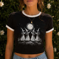 Witches Moon Dance Ringer Crop Baby Tee