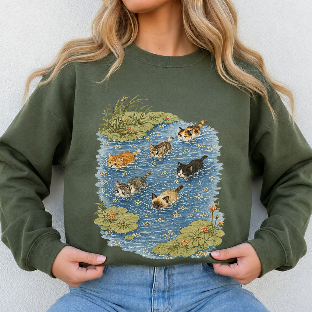 Swimming Cats in Pond Sweatshirt