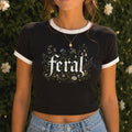 Feral Wildflower Ringer Crop Baby Tee