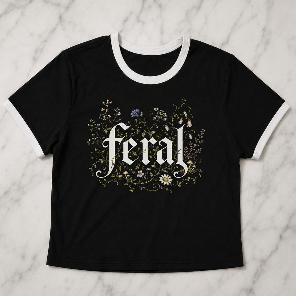 Feral Wildflower Ringer Crop Baby Tee