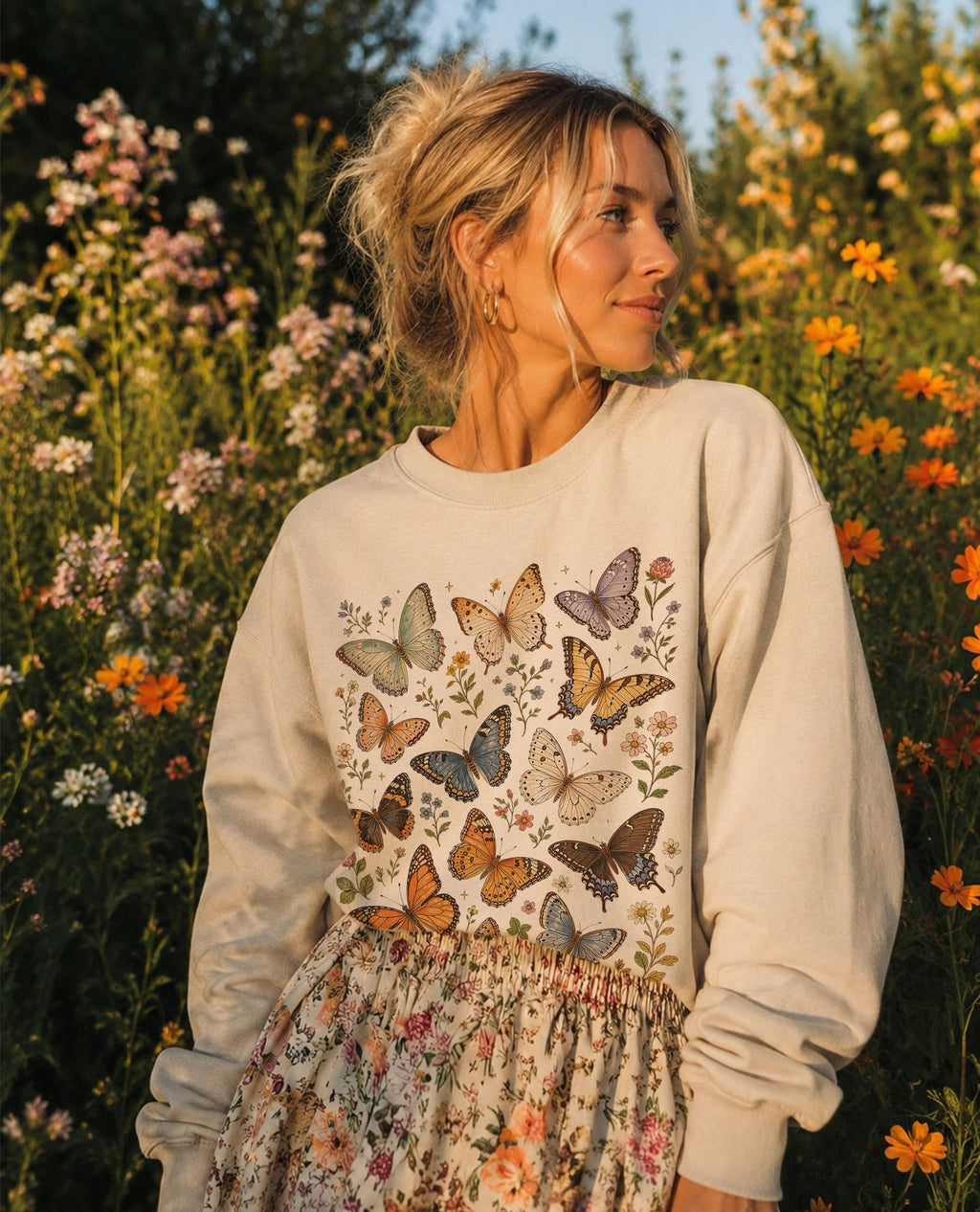 Butterfly Garden Graphic Sweatshirt