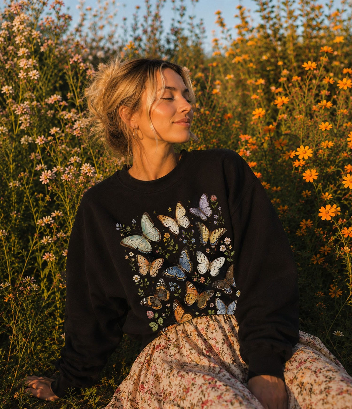Butterfly Garden Graphic Sweatshirt
